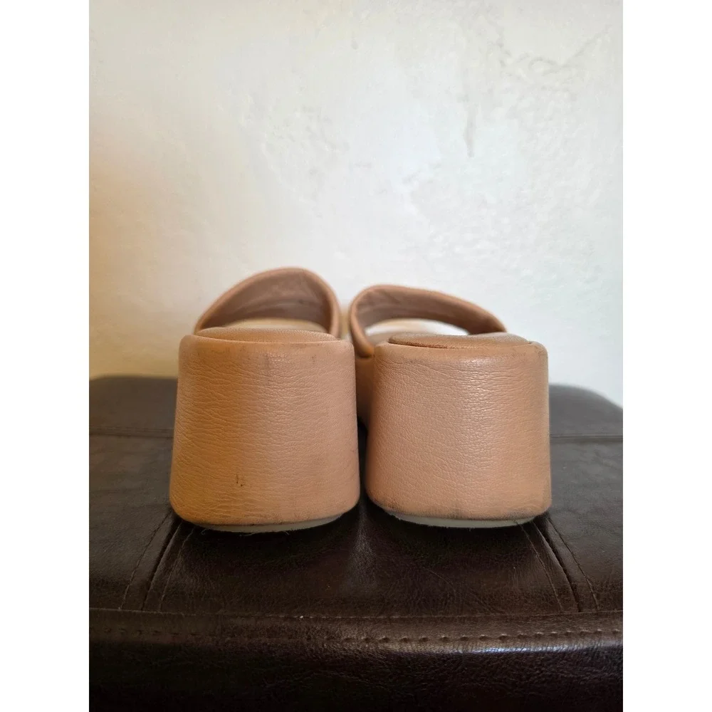 Pedro Garcia Platform Tan Beige Boho Cottage Chuncky Leather Sandals sz 9-9.5